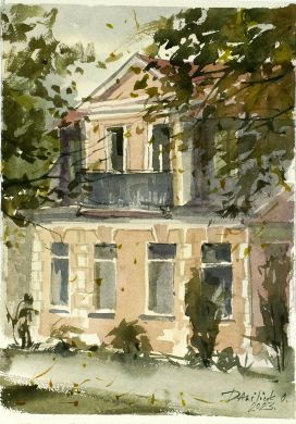 Пленэрный этюд "Дом по ул. Кирова Брест 2023" (Ольга Данилюк)