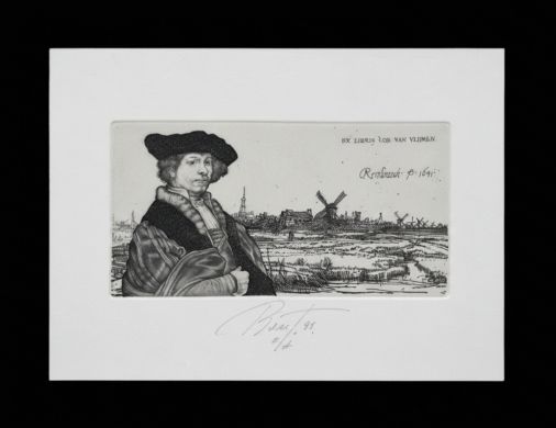 Экслибрис по Рембрандту “Вид Амстердама” (ex libris, Геннадий Вяль)