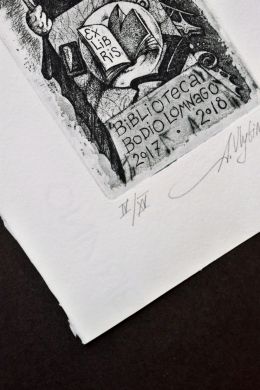 Экслибрис "Biblioteca Bodio Lomnago" (ex libris, Александр Улыбин)