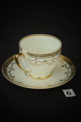 Кофейный набор (Модерн с эл. Ампира, фарфор, разд. золотом, Moritz Zdekauer, 1919-1939)