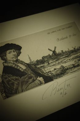 Экслибрис по Рембрандту “Вид Амстердама” (Ex Libris Cor van Vlijmen) (Геннадий Вяль)