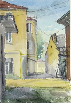 Пленэрный этюд "Дворик Бреста 2023" (Ольга Данилюк)