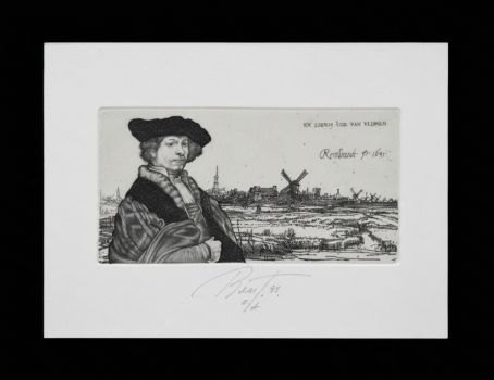Экслибрис по Рембрандту “Вид Амстердама” (ex libris, Геннадий Вяль)