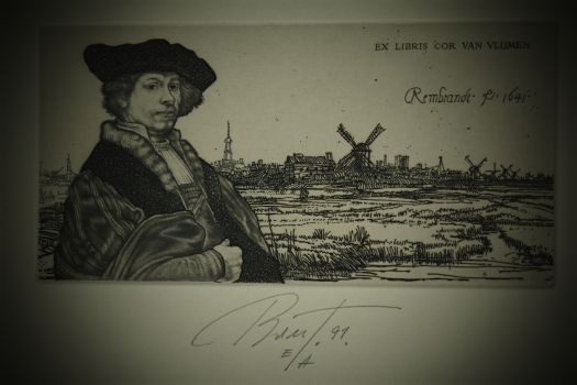 Экслибрис по Рембрандту “Вид Амстердама” (Ex Libris Cor van Vlijmen) (Геннадий Вяль)