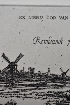 Экслибрис по Рембрандту “Вид Амстердама” (ex libris, Геннадий Вяль)