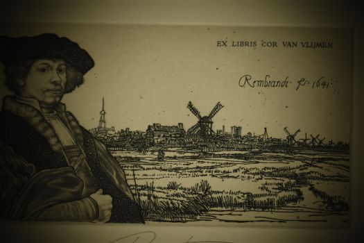 Экслибрис по Рембрандту “Вид Амстердама” (Ex Libris Cor van Vlijmen) (Геннадий Вяль)